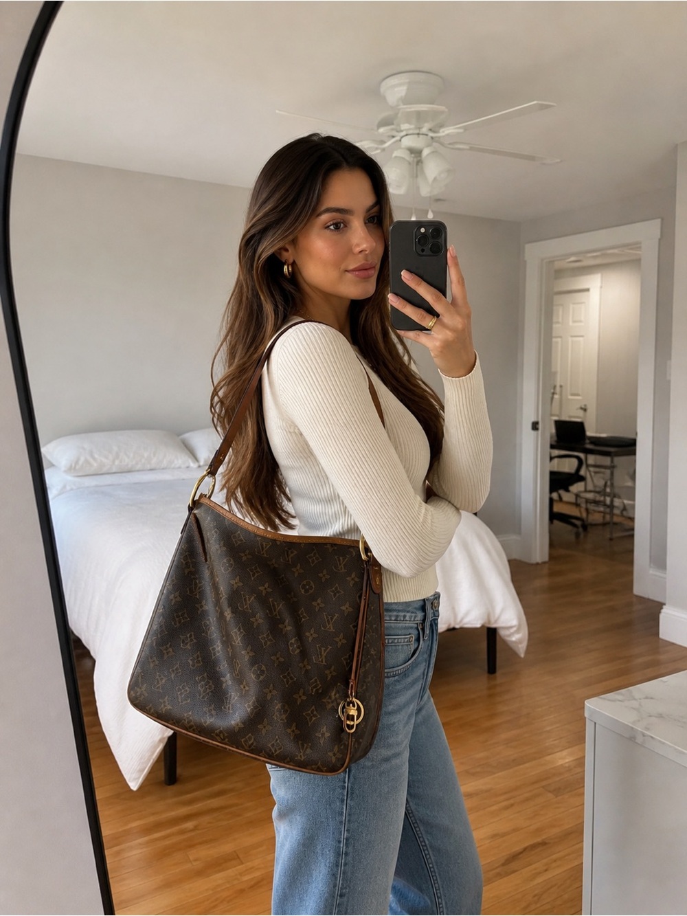 Louis Vuitton Brown and Tan Monogram Bag